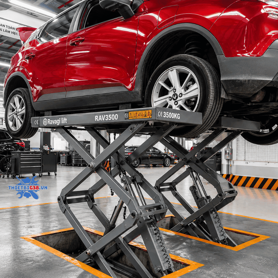 Lắp Đặt Cầu Nâng Cắt Kéo 3.5 Tấn RAVAGI LIFT RAV3500 Cho Xưởng Dịch Vụ VinFast Tâm Phong - Bình Chánh
