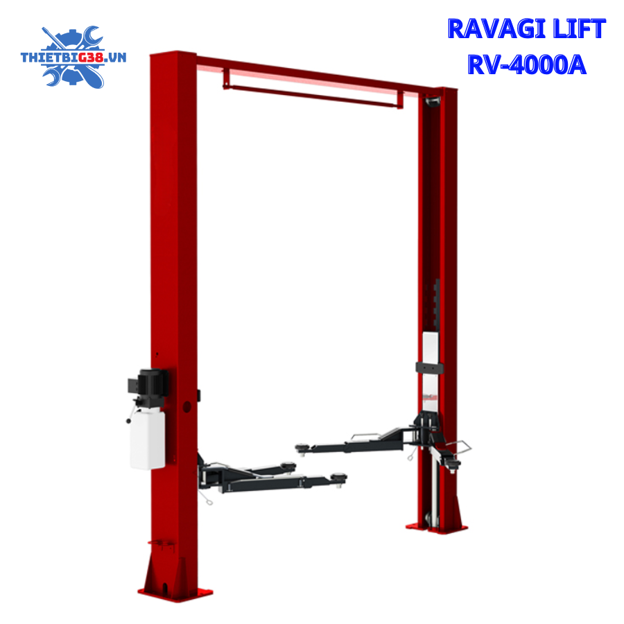 Cầu nâng 2 trụ Ravagi lift RV-4000A - 4 tấn, giằng trên, giật 2 bên