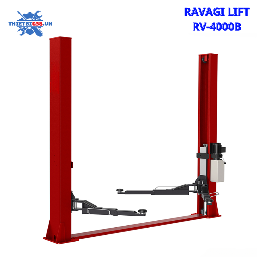 Cầu nâng 2 trụ Ravagi lift RV-4000B - 4 tấn, giằng dưới, giật 2 bên